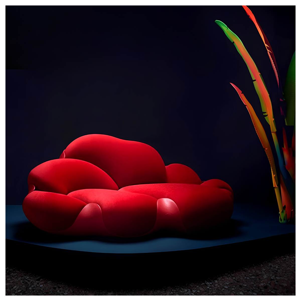 Crimson Bloom Sofa